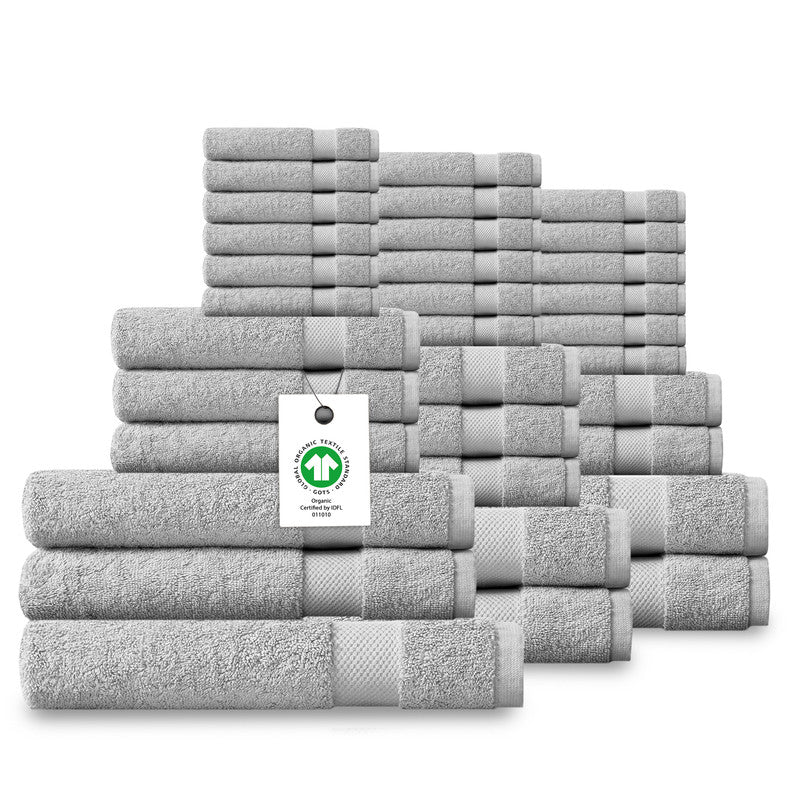 Delara Organic Cotton Luxuriously Plush Bath Towel Set, GOTS & Oeko-TEX Certified, 650 GSM Long Staple, Soft, Quick Dry & Ultra-Absorbent