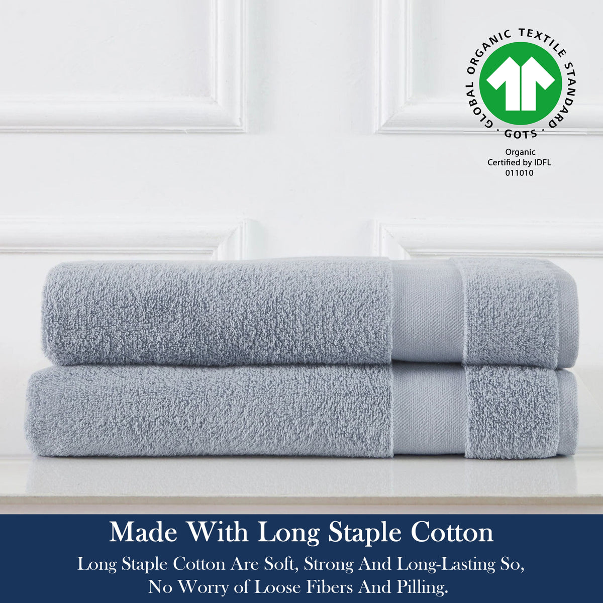 Delara 100% Organic Cotton Soft, Quick Dry & Ultra-Absorbent Hand Towel (Pack of 2)