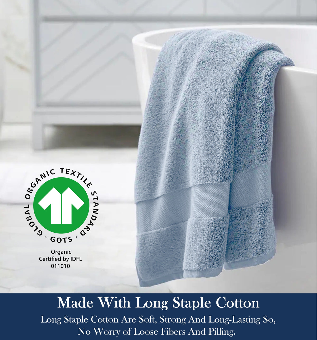 Delara Organic Cotton Luxuriously Plush Bath Sheet, GOTS & Oeko-TEX Certified, Soft, Quick Dry & Ultra-Absorbent 36"x70"