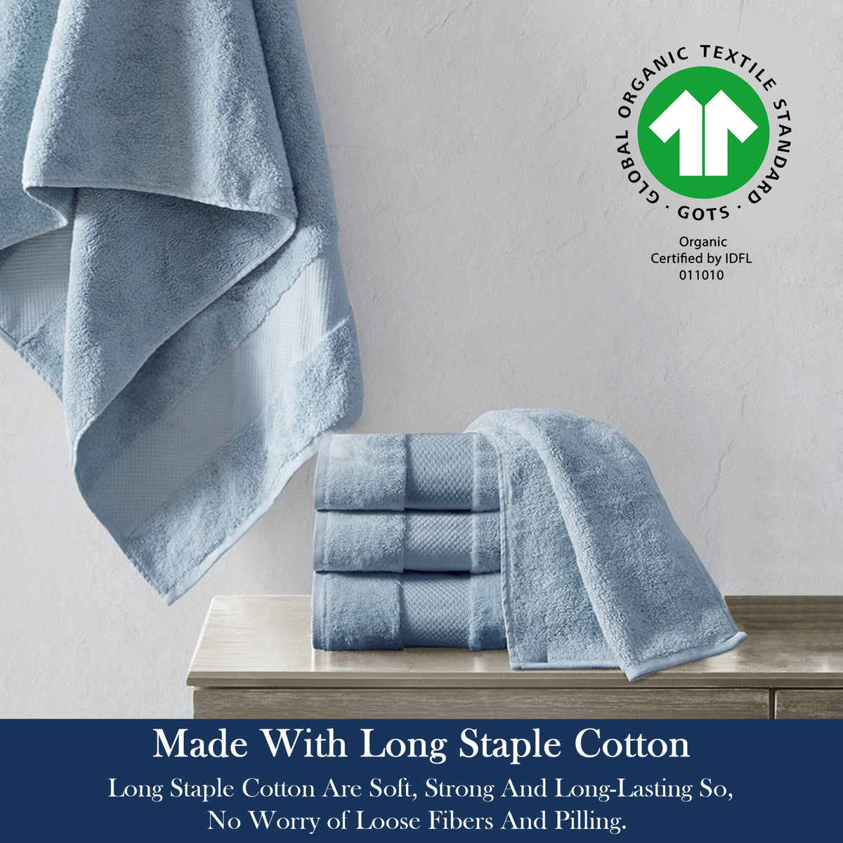Delara 100% Organic Cotton Soft, Quick Dry & Ultra-Absorbent 30"x58", Bath Towels(Pack of 4)