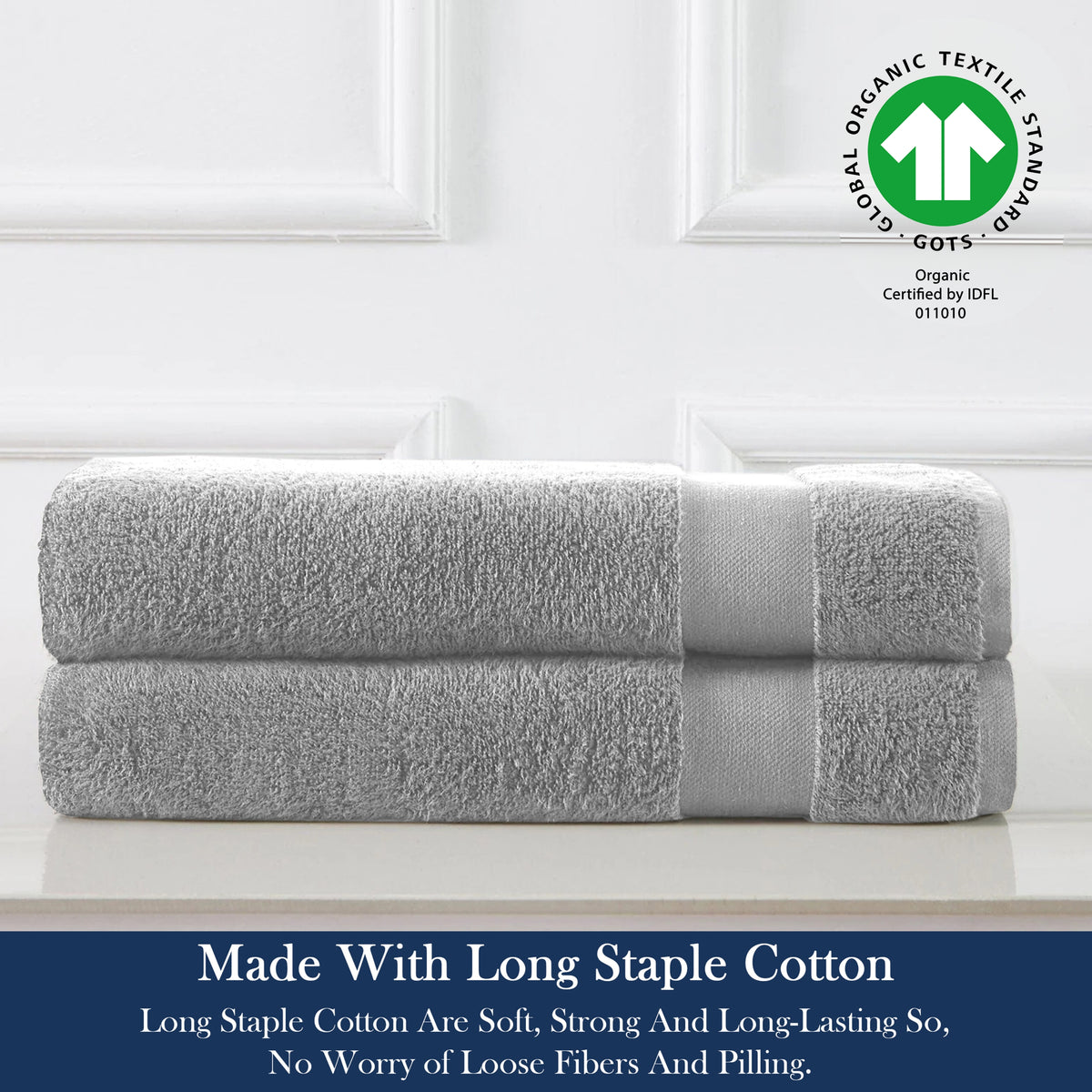Delara 100% Organic Cotton Soft, Quick Dry & Ultra-Absorbent Hand Towel (Pack of 2)