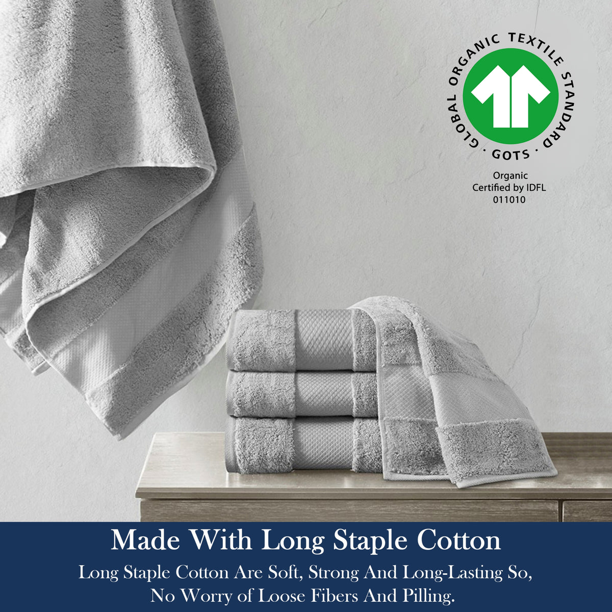 Delara 100% Organic Cotton Soft, Quick Dry & Ultra-Absorbent 30"x58", Bath Towels(Pack of 4)