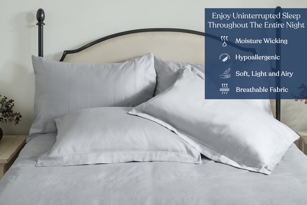 Delara GOTS Certified 100% Organic Cotton Euro Sham Pack of 2, 400 TC, Moisture-Wicking, Smooth & Breathable High-Quality Euro Sham