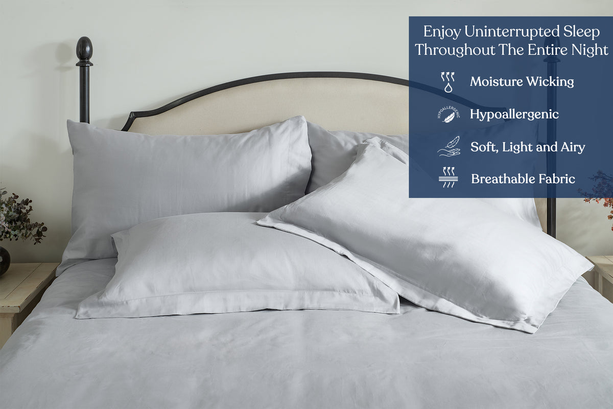 Delara GOTS Certified 100% Organic Cotton Duvet Cover Set 400TC, Moisture-Wicking, Smooth & Breathable Duvet for Hot Sleepers