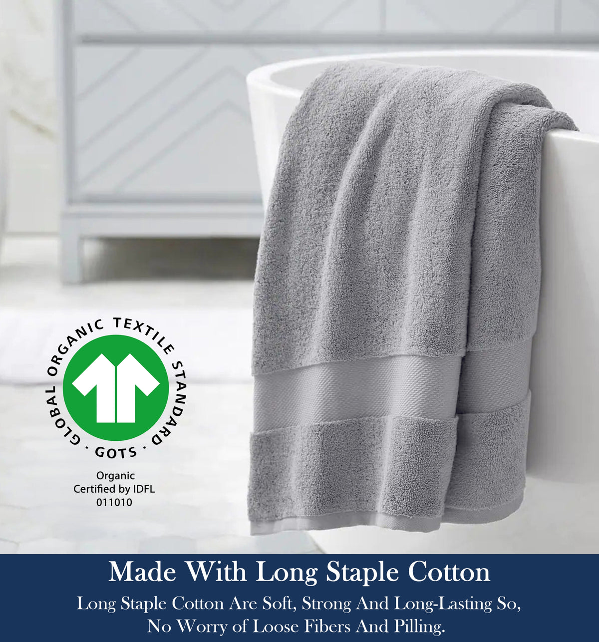 Delara Organic Cotton Luxuriously Plush Bath Sheet, GOTS & Oeko-TEX Certified, Soft, Quick Dry & Ultra-Absorbent 36"x70"