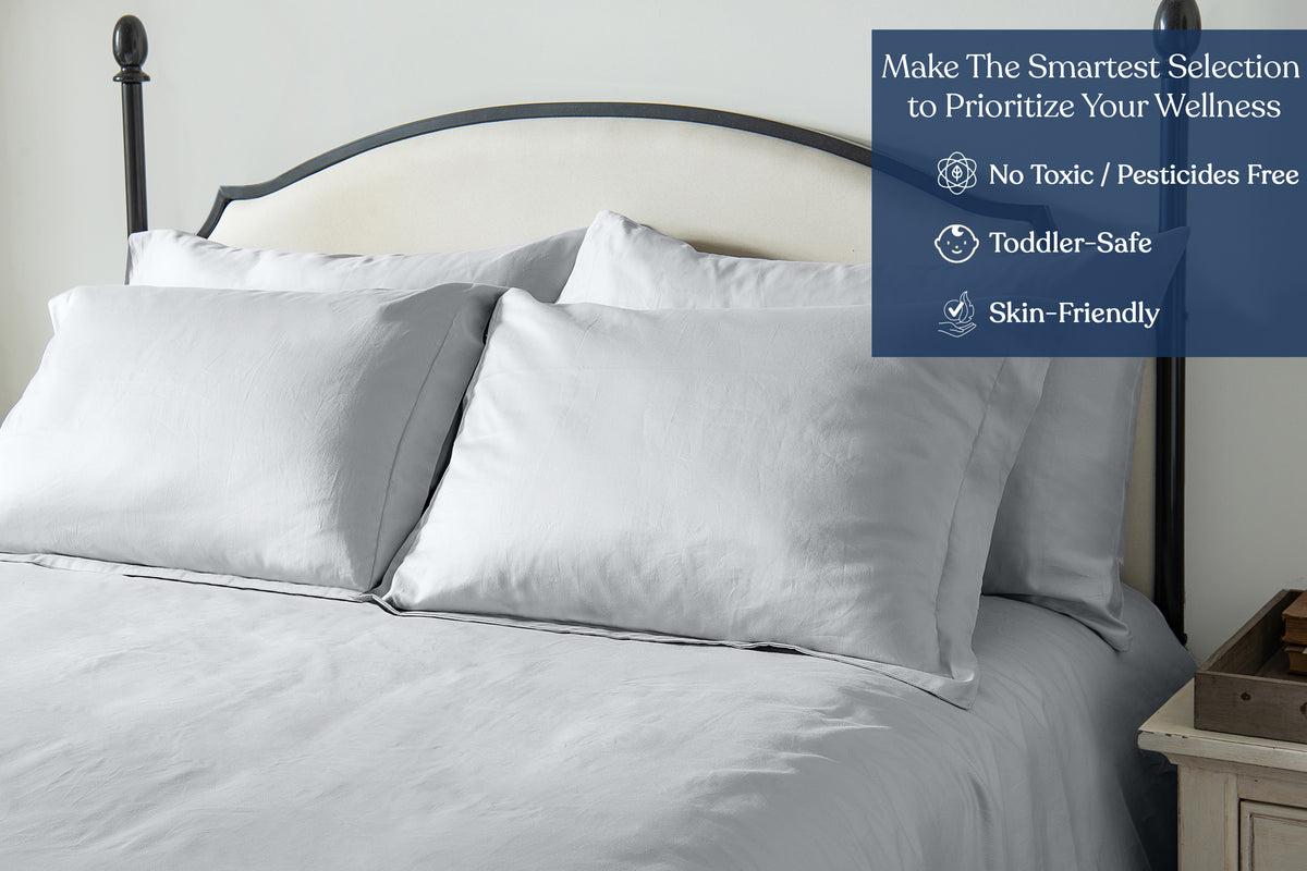 Delara GOTS Certified 100% Organic Cotton Duvet Cover Set 400TC, Moisture-Wicking, Smooth & Breathable Duvet for Hot Sleepers
