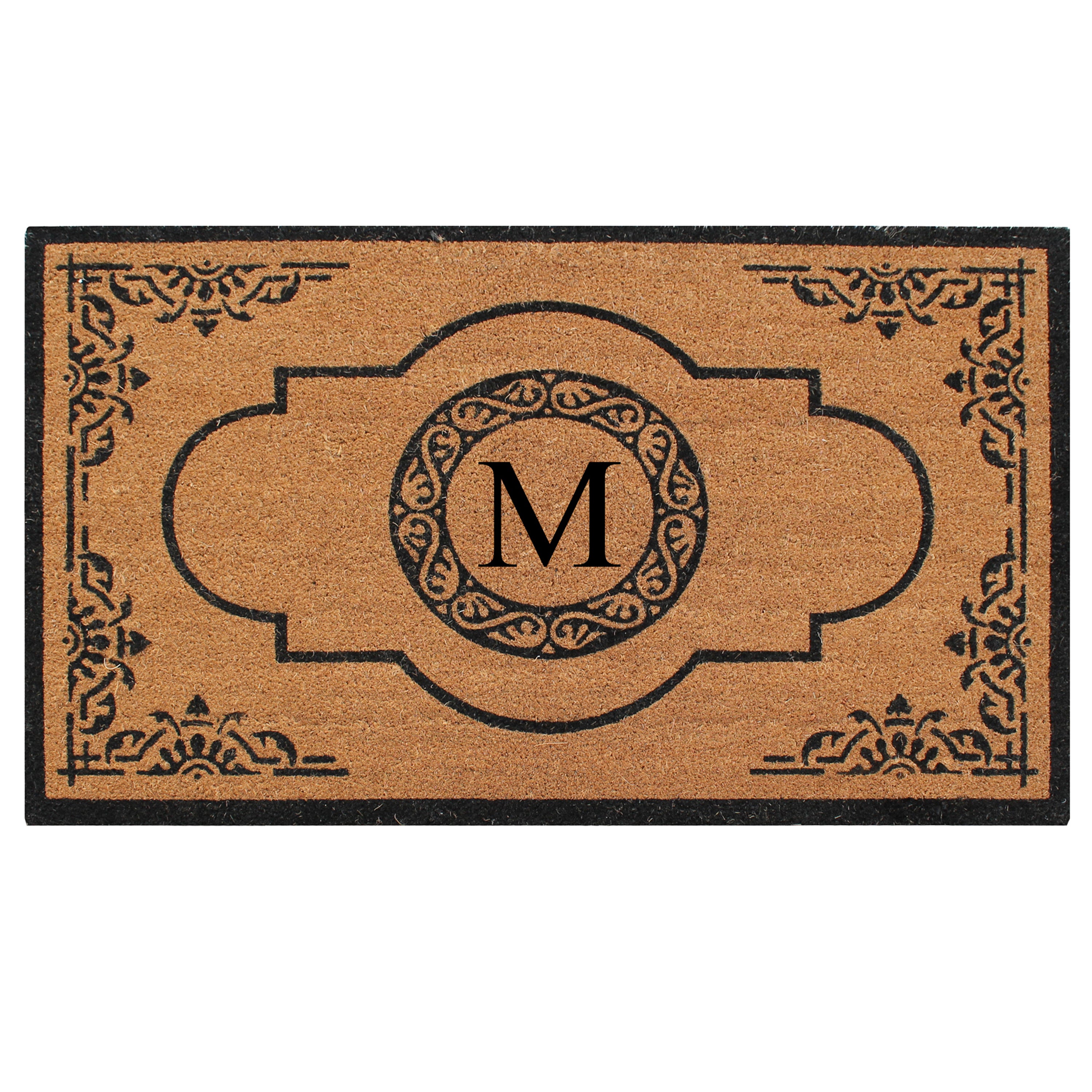 A1HC Personalized Monogram Coir Door Mat – Front Door Mat with Decorative Frame Design, PVC Backing Outdoor Entryway Doormat