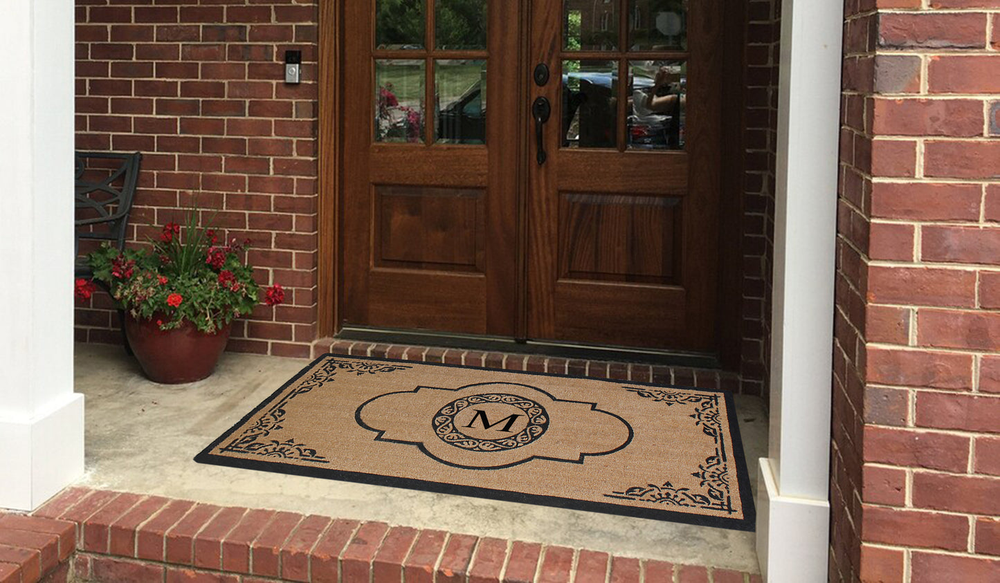 A1HC Natural Coir Durable Anti-Shed Treated Outdoor Entrance Monogrammed Doormat