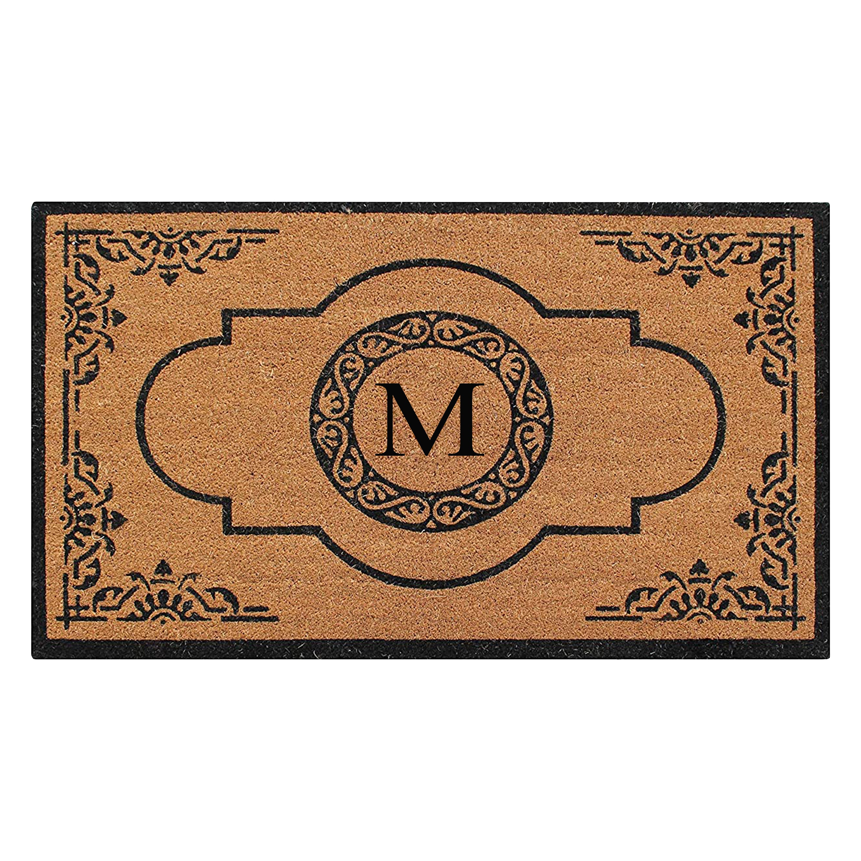 A1HC Personalized Monogram Coir Door Mat – Front Door Mat with Decorative Frame Design, PVC Backing Outdoor Entryway Doormat