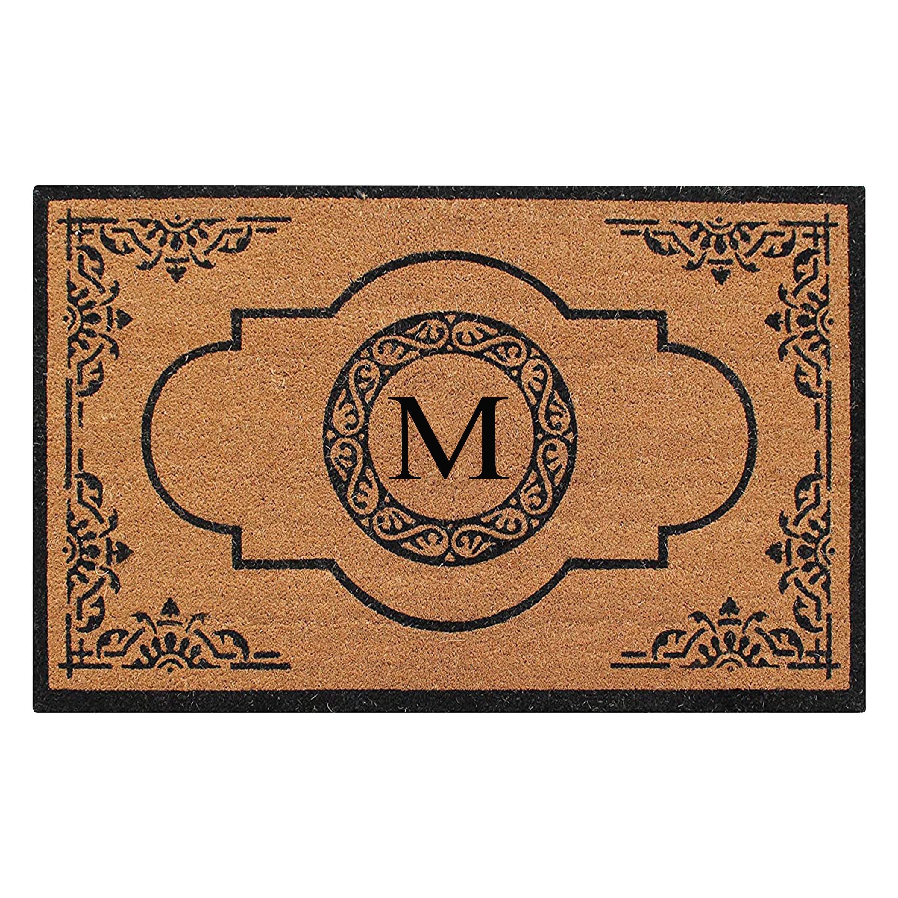 A1HC Personalized Monogram Coir Door Mat – Front Door Mat with Decorative Frame Design, PVC Backing Outdoor Entryway Doormat