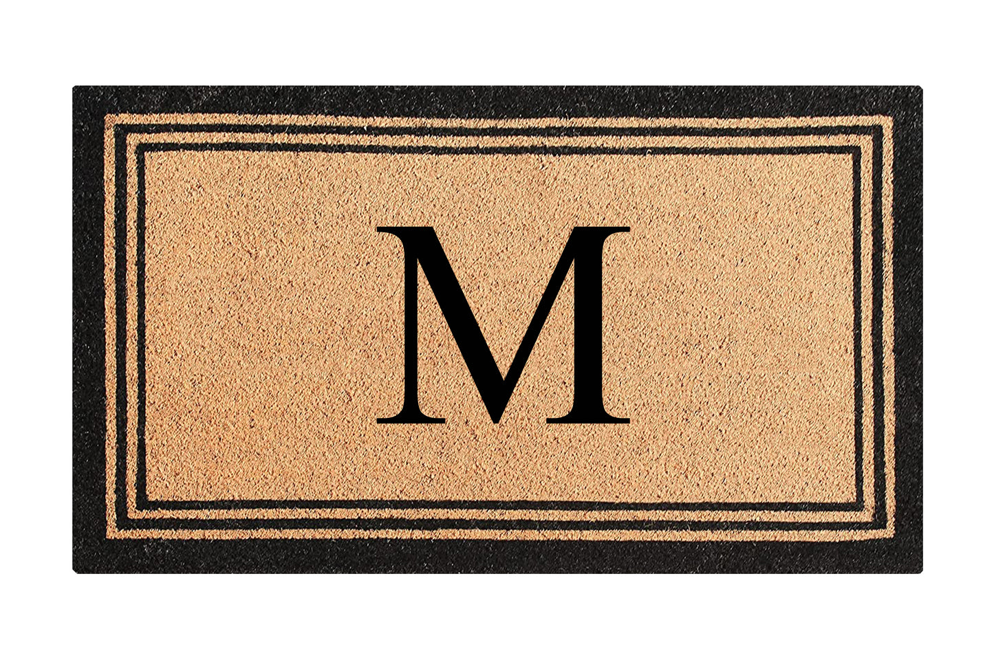A1HC Personalized Monogram Coir Door Mat – Front Door Mat with Border Design, PVC Backing Outdoor Entryway Doormat