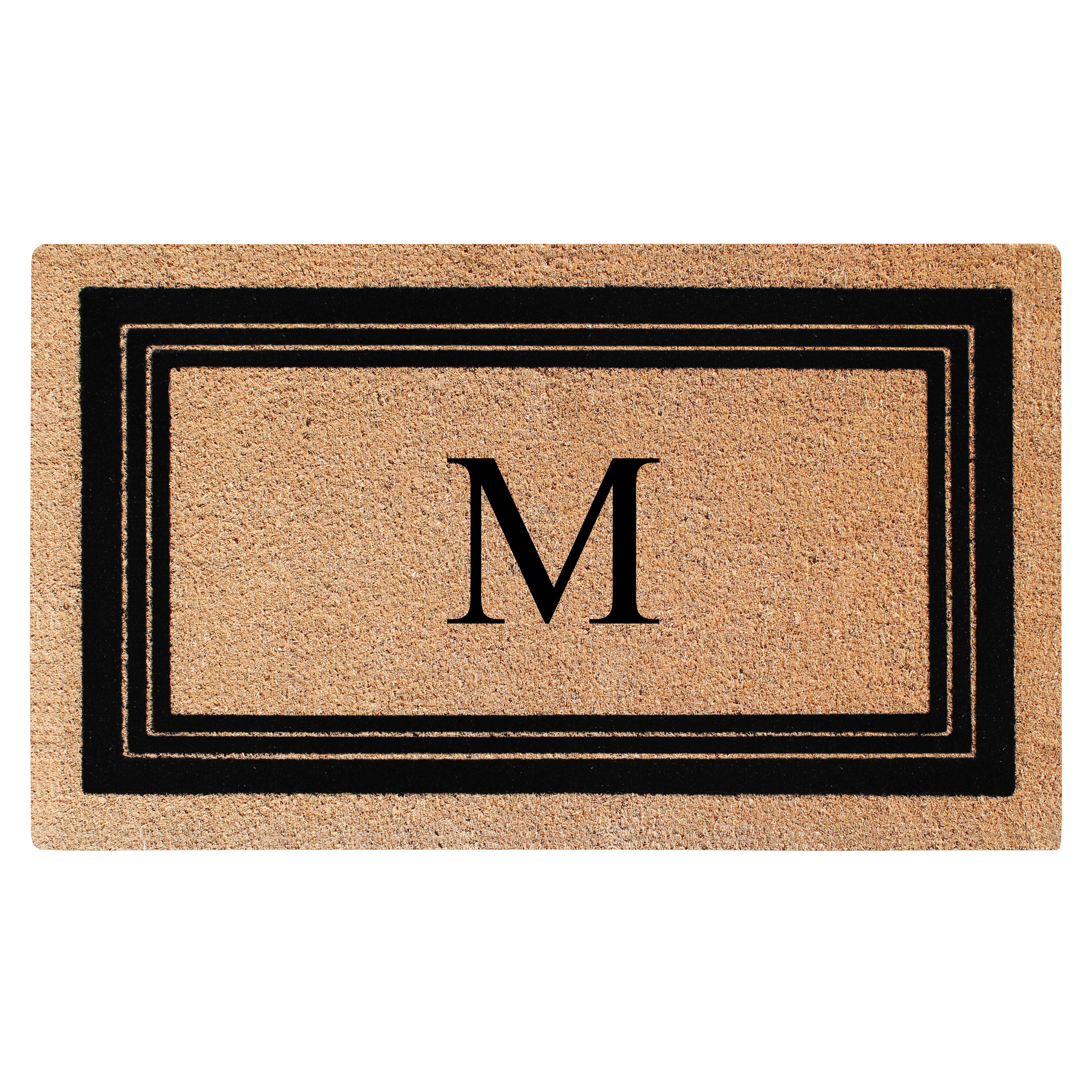 A1HC Personalized Monogrammed Coir Doormat 24" x 39" – Classic Border Coco Fiber Outdoor Front Door Mat
