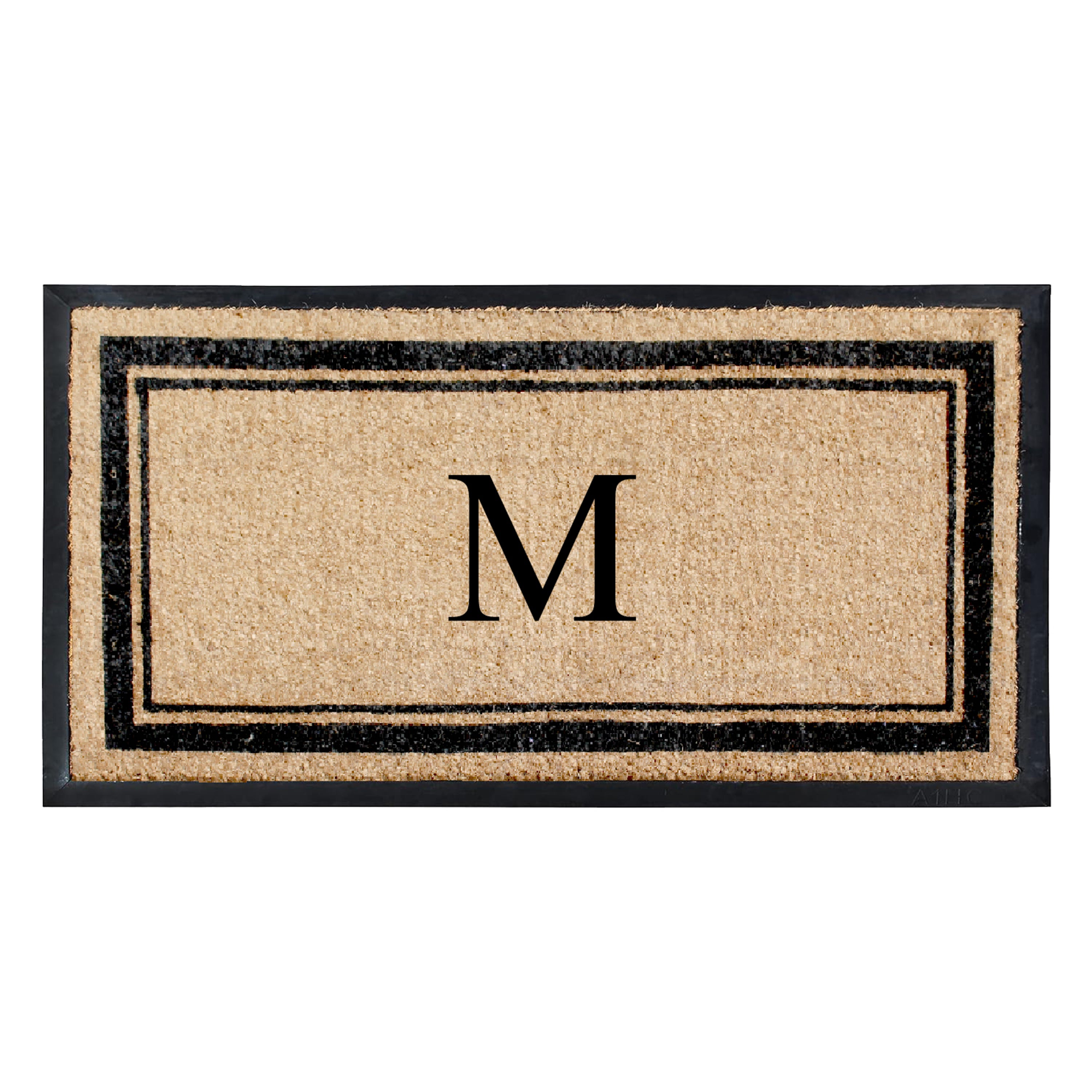 A1HC Luxury Monogrammed Natural Coir Doormat with Heavy-Duty Rubber Border