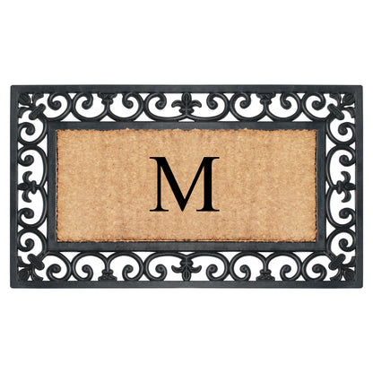 A1HC Natural Rubber & Coir 18x30, Monogrammed Doormat For Outdoor Entrance, Anti-Shed Treated Mat