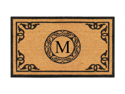 A1HC Natural Coir Door Mat 24x39, Anti-Shed Treated Durable Doormat for Outdoor Entrance Monogrammed