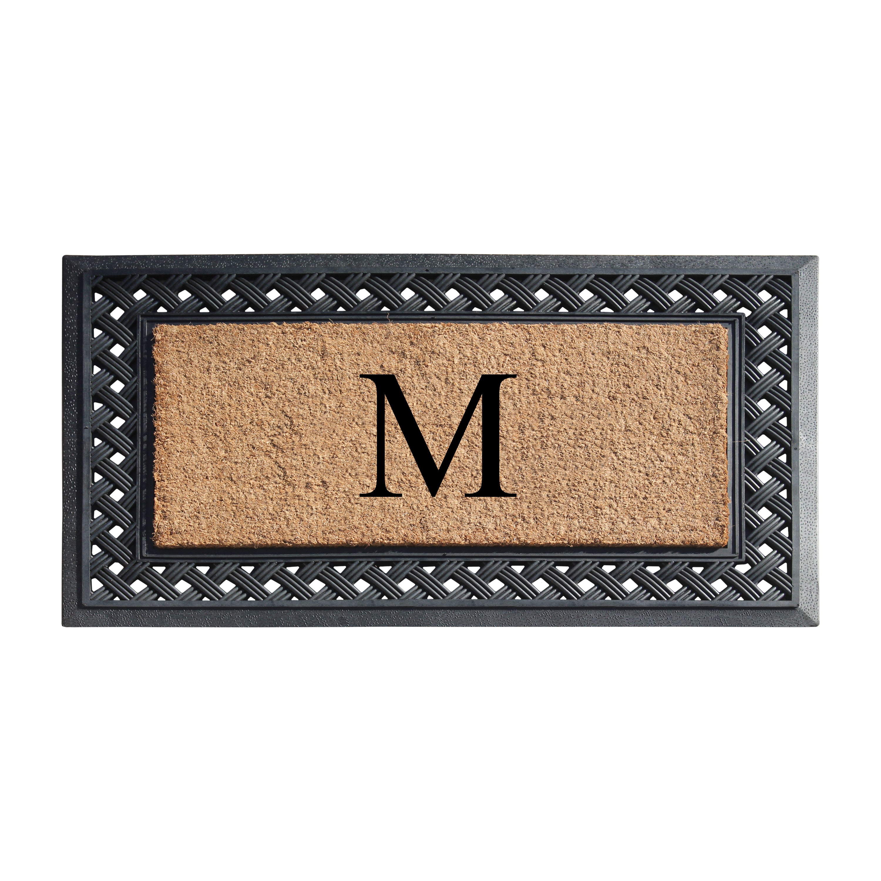 A1HC Personalized Monogram Coir Door Mat with Decorative Rubber Frame Outdoor Entry Mat 23" x 38"