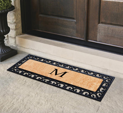 A1HC Rubber Coir Doormat For Outdoor Entrance, Anti-Shed Treated Front Door Mat 18x48, Monogrammed