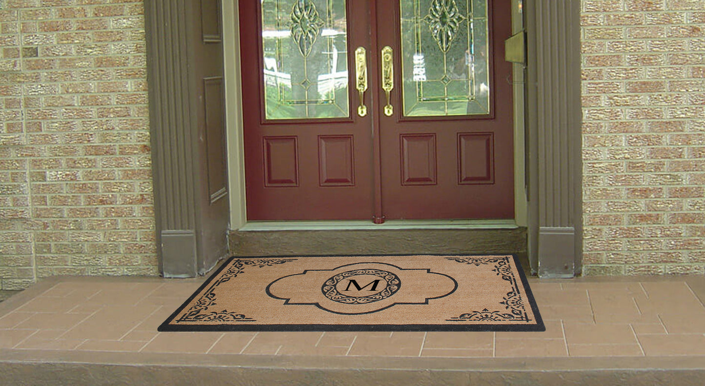 A1HC Natural Coir Durable Anti-Shed Treated Outdoor Entrance Monogrammed Doormat