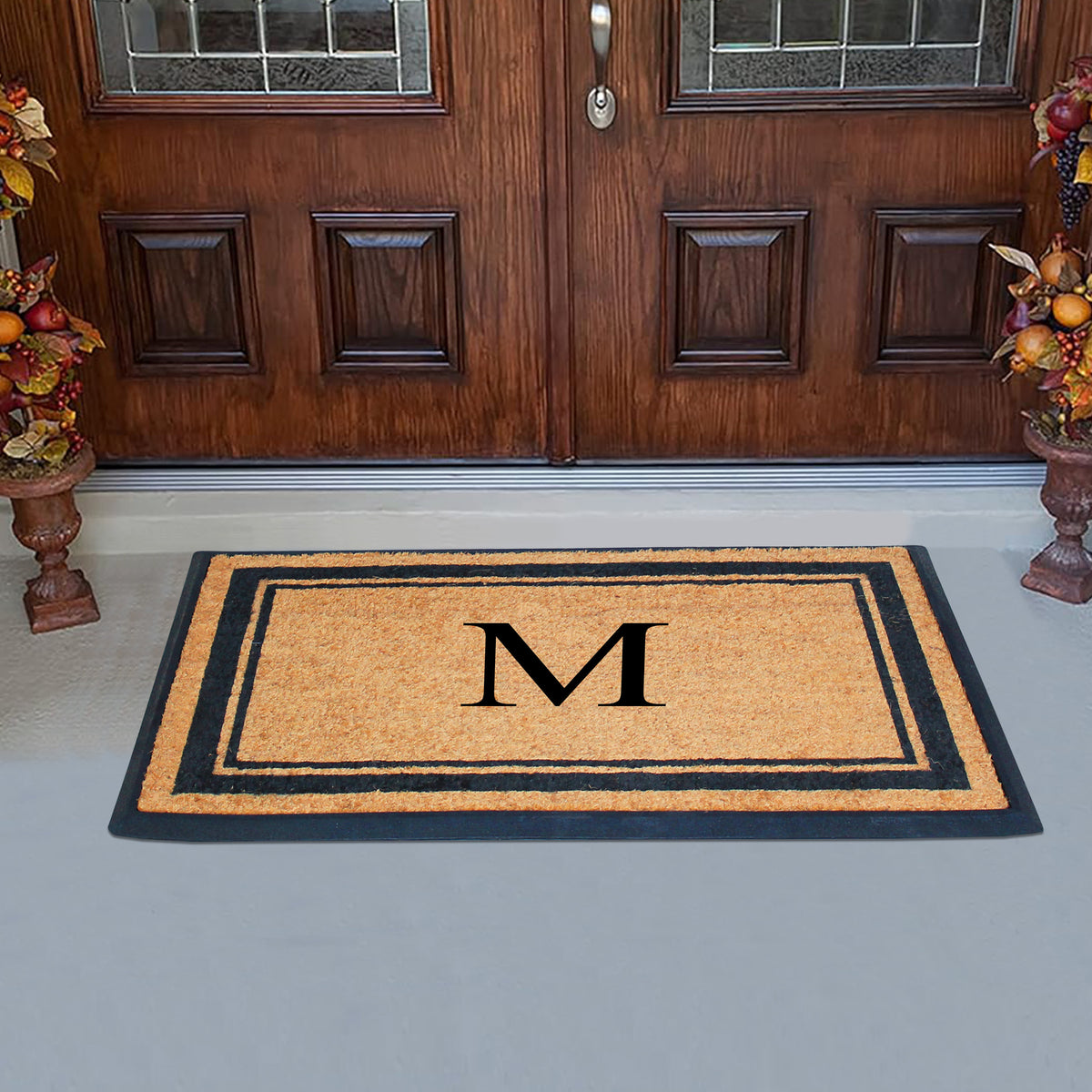 A1HC Personalized Monogram Rubber Coir Door Mat 30" x 48" – Custom Front Door Mat with Non-Slip Rubber Backing for Entryway, Porch & Patio