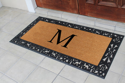 A1HC Natural Coir Monogrammed Outdoor Entrance Door Mat 30X60, Anti-Shed Treated Durable Doormat