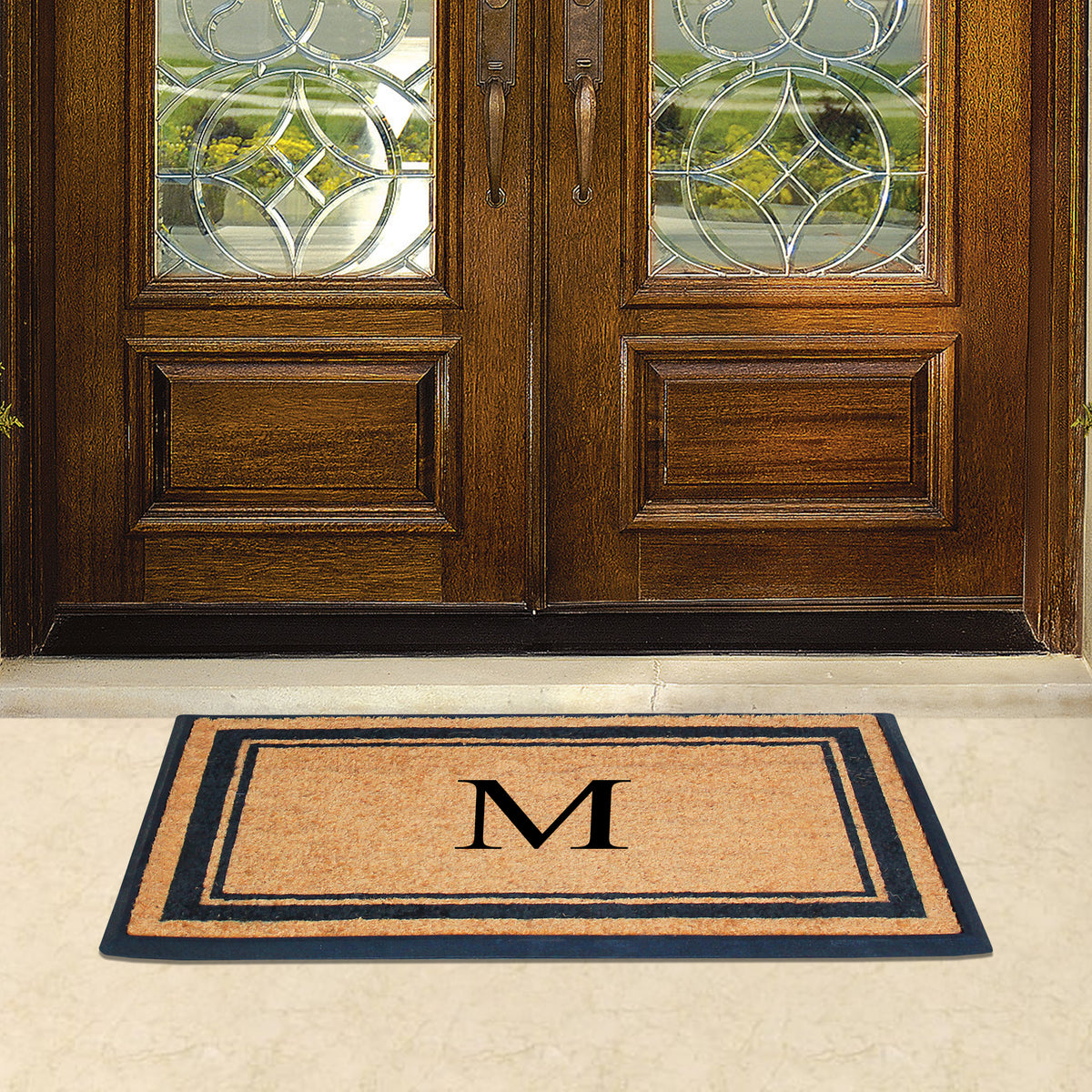 A1HC Personalized Monogram Rubber Coir Door Mat 30" x 48" – Custom Front Door Mat with Non-Slip Rubber Backing for Entryway, Porch & Patio