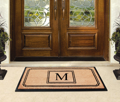 A1HC Natural Coir Monogrammed Heavy Duty Entrance Door Mat 24X48, Anti-Shed Treated Durable Doormat