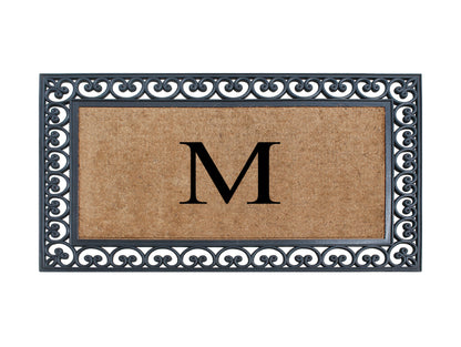 A1HC Natural Rubber & Coir 30x48, Monogrammed Doormat For Outdoor Entrance, Anti-Shed Treated Mat
