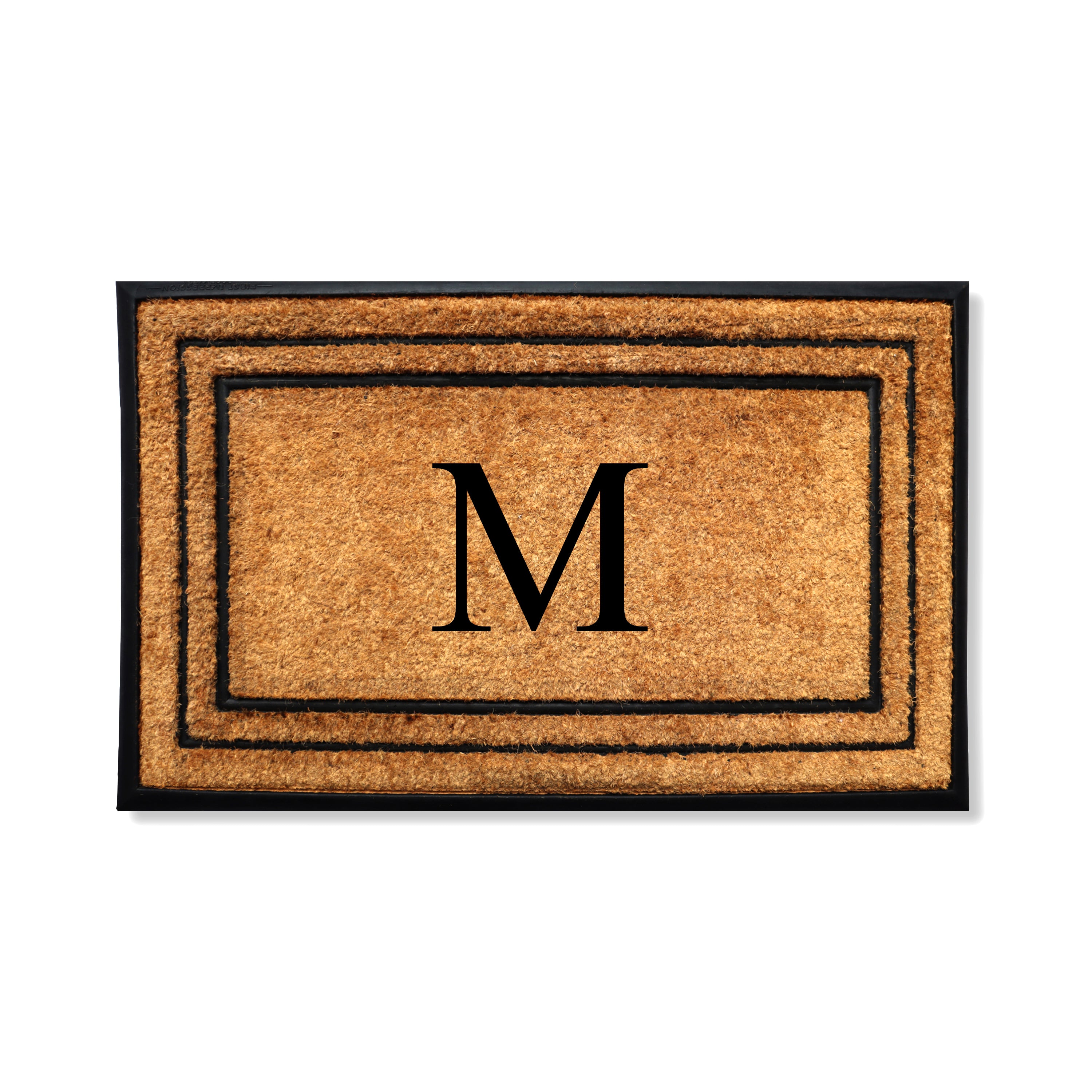 A1HC Personalized Monogram Coir Door Mat 18" x 32" Custom Front Door Entryway Mat with Rubber Border Non-Slip