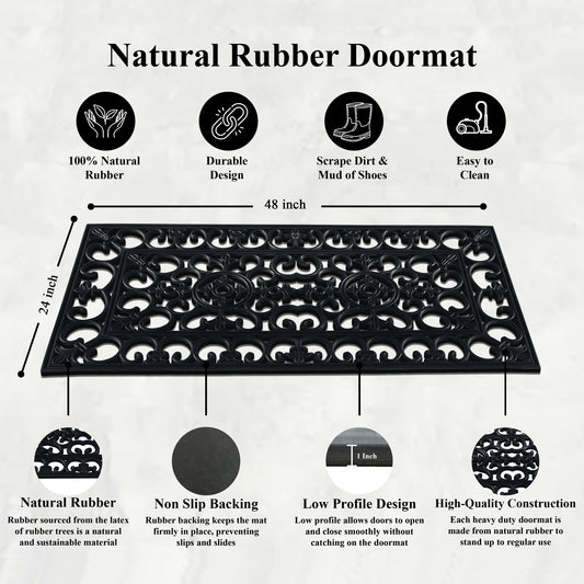 outdoor front door rubber doormat with scroll pattern