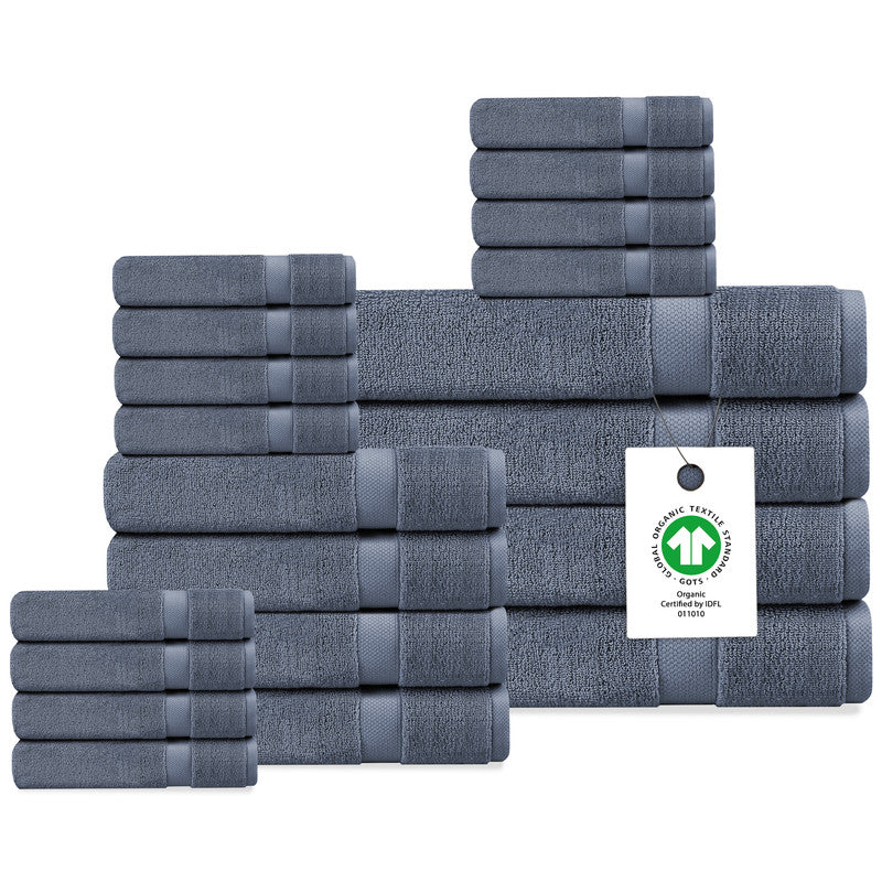 Delara Organic Cotton Luxuriously Plush Bath Towel Set, GOTS & Oeko-TEX Certified, 650 GSM Long Staple, Soft, Quick Dry & Ultra-Absorbent