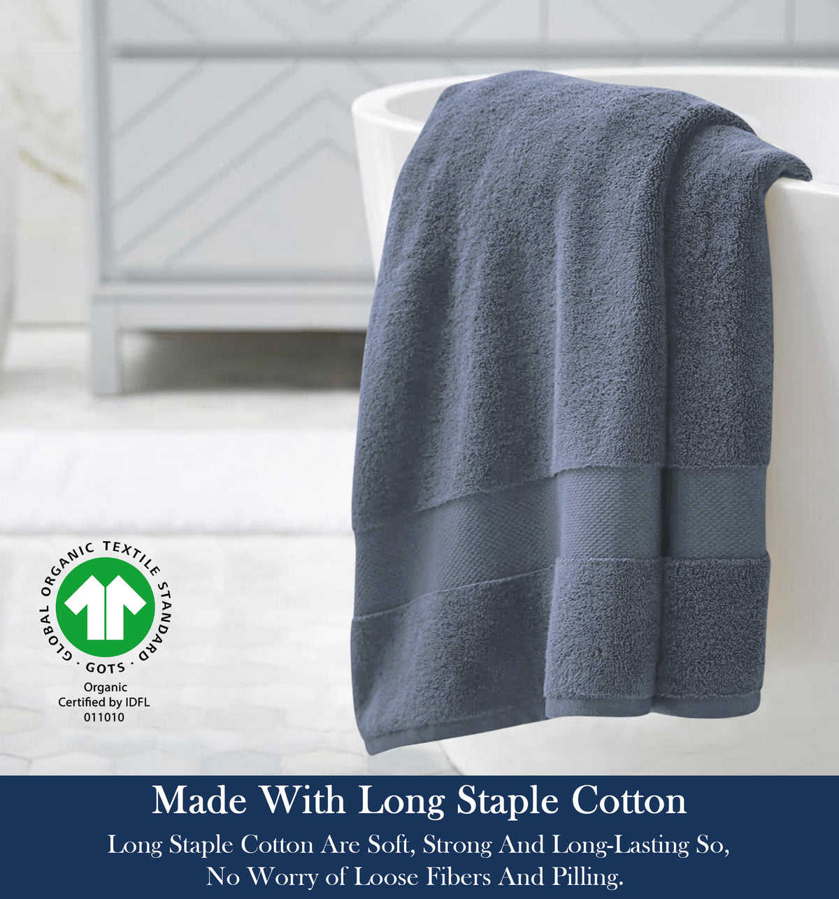 Delara Organic Cotton Luxuriously Plush Bath Sheet, GOTS & Oeko-TEX Certified, Soft, Quick Dry & Ultra-Absorbent 36"x70"