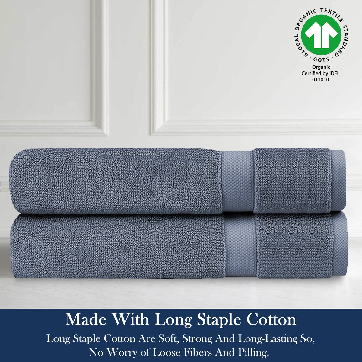 Delara 100% Organic Cotton Soft, Quick Dry & Ultra-Absorbent Hand Towel (Pack of 2)