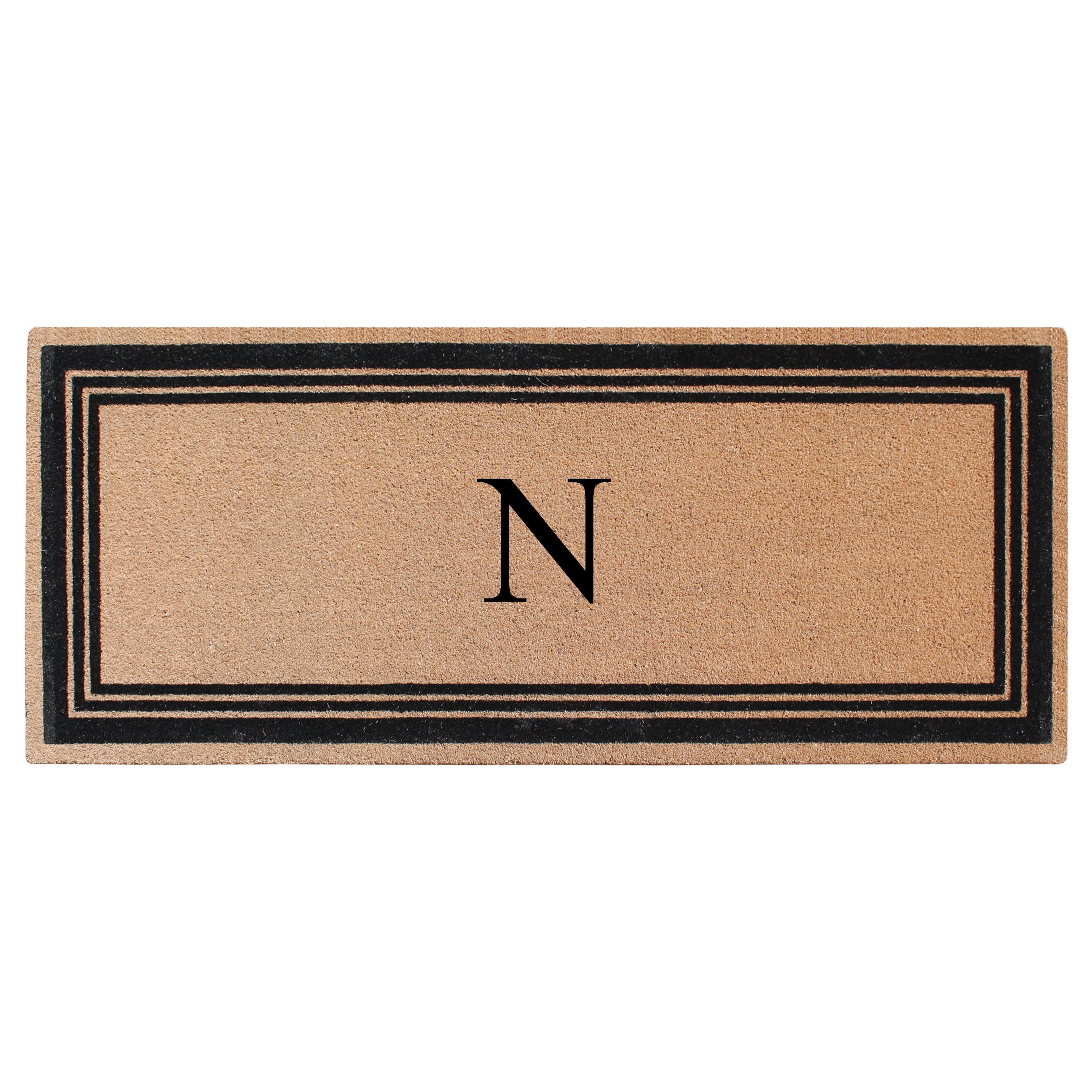 A1HC Personalized Monogrammed Coir Doormat – Classic Border Coco Fiber Outdoor Front Door Mat
