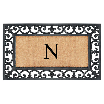 A1HC Natural Rubber & Coir 18x30, Monogrammed Doormat For Outdoor Entrance, Anti-Shed Treated Mat