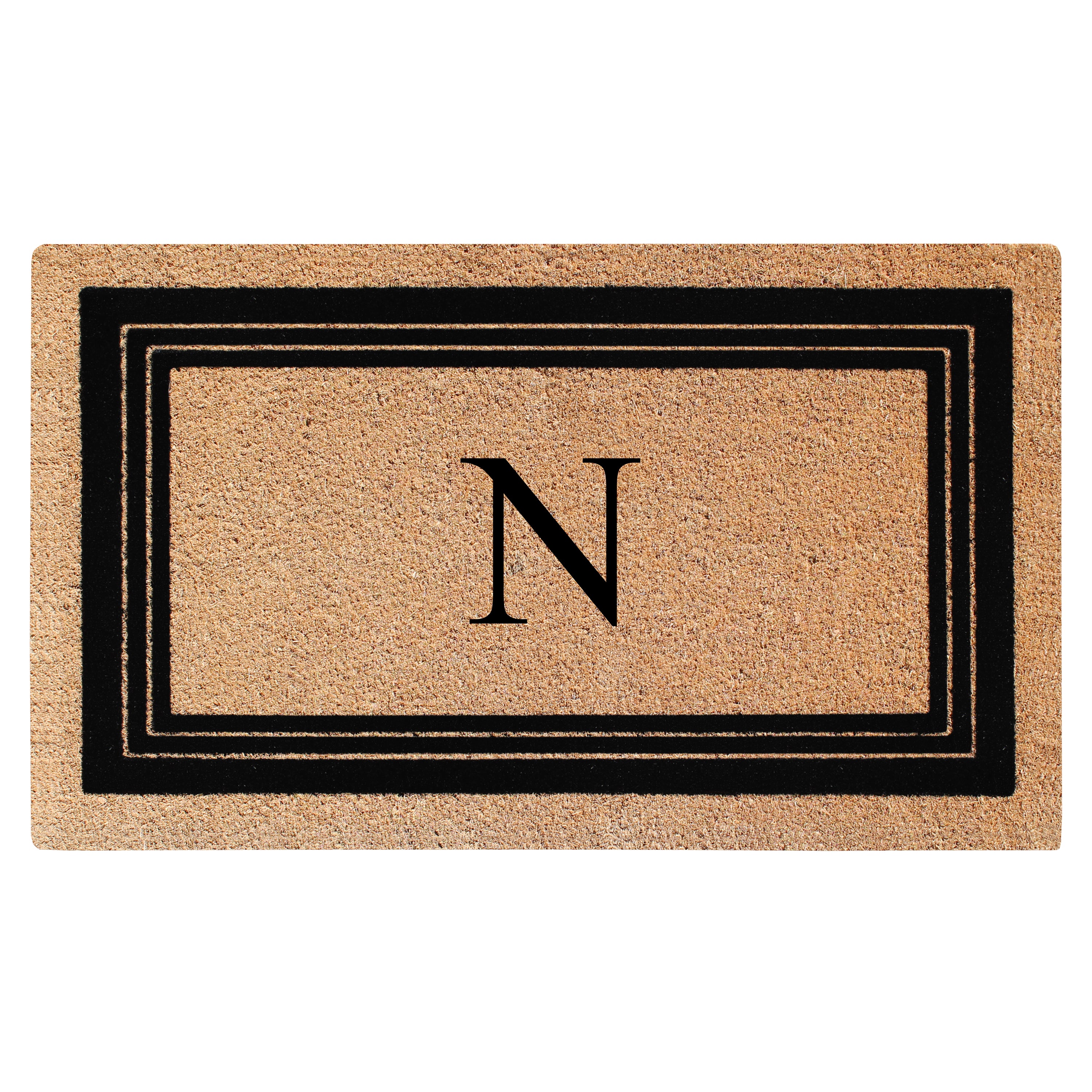 A1HC Personalized Monogrammed Coir Doormat 24" x 39" – Classic Border Coco Fiber Outdoor Front Door Mat