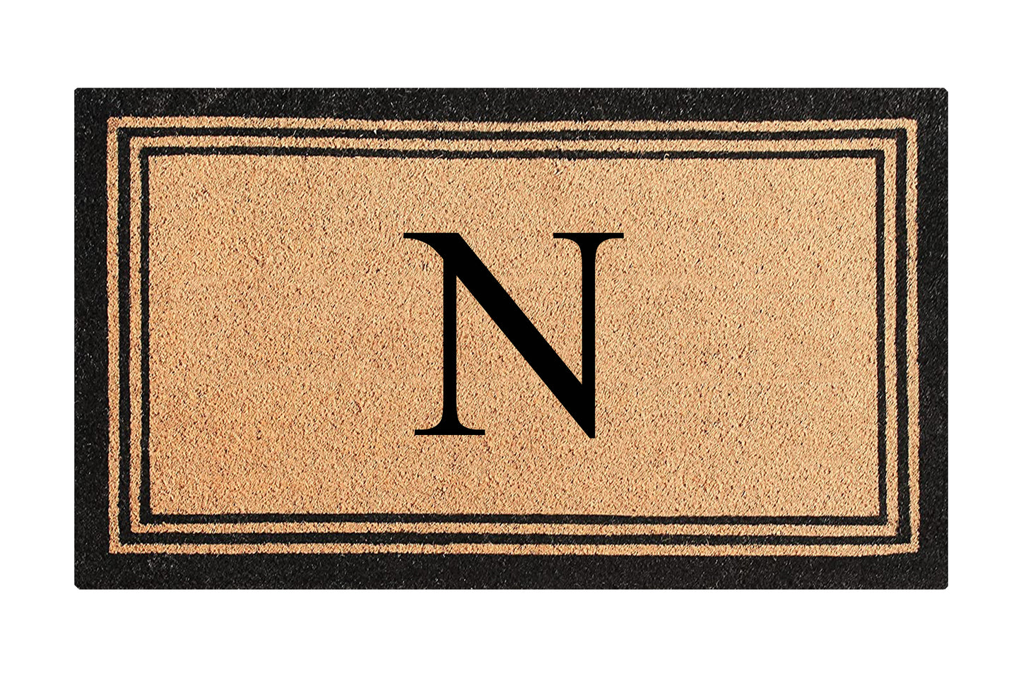 A1HC Personalized Monogram Coir Door Mat – Front Door Mat with Border Design, PVC Backing Outdoor Entryway Doormat