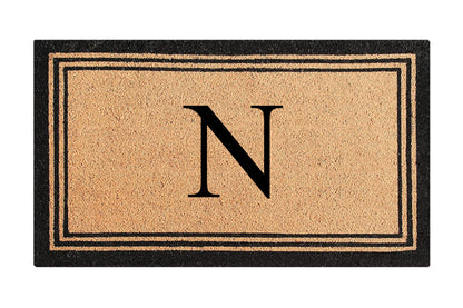 A1HC Personalized Monogram Coir Door Mat – Front Door Mat with Border Design, PVC Backing Outdoor Entryway Doormat
