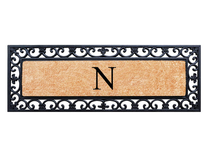 A1HC Rubber Coir Doormat For Outdoor Entrance, Anti-Shed Treated Front Door Mat 18x48, Monogrammed