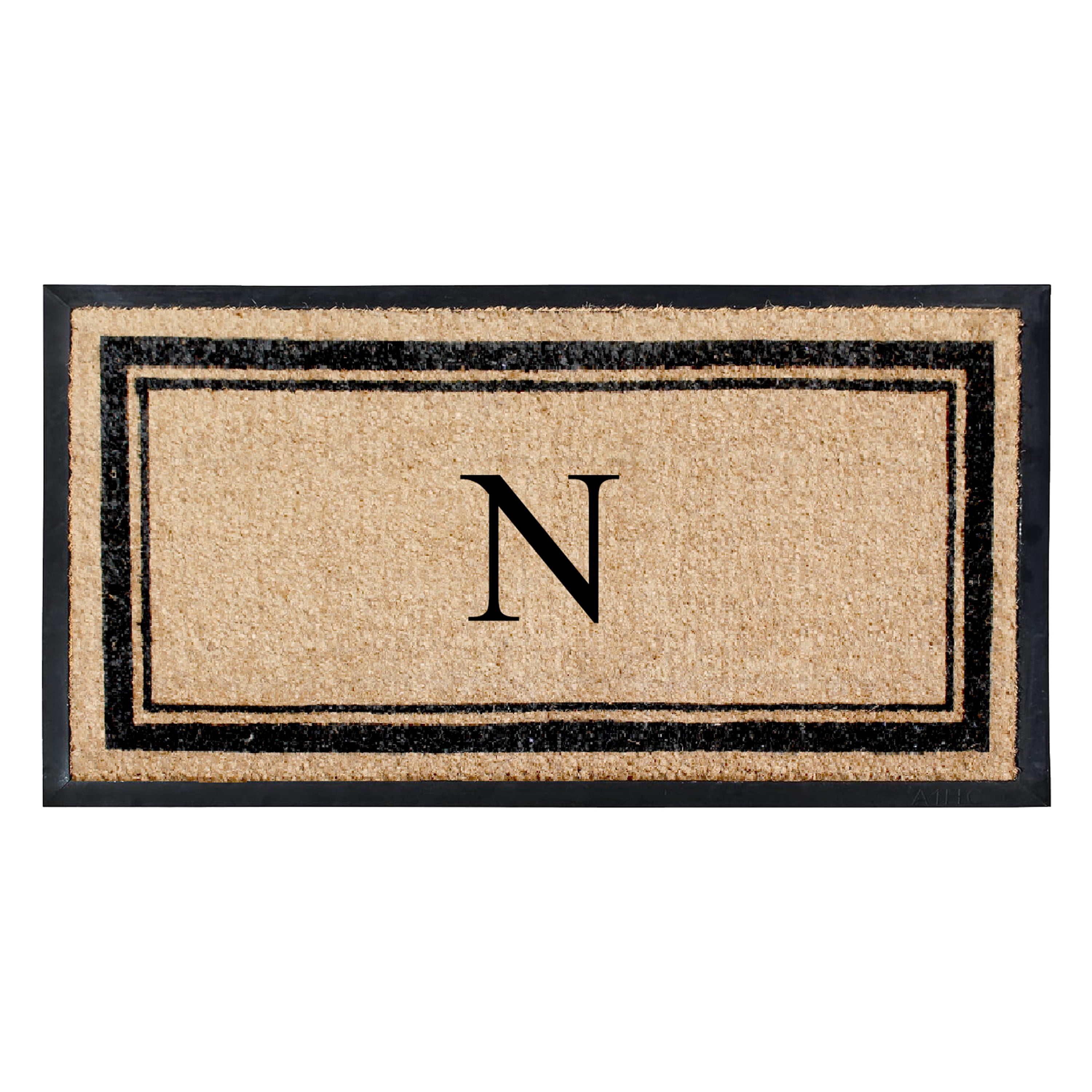 A1HC Luxury Monogrammed Natural Coir Doormat with Heavy-Duty Rubber Border