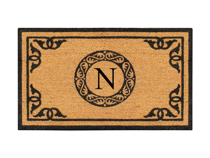 A1HC Natural Coir Door Mat 24x39, Anti-Shed Treated Durable Doormat for Outdoor Entrance Monogrammed