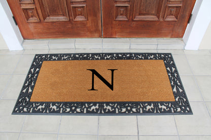 A1HC Natural Coir Monogrammed Outdoor Entrance Door Mat 30X60, Anti-Shed Treated Durable Doormat