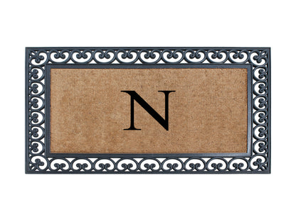 A1HC Natural Rubber & Coir 30x48, Monogrammed Doormat For Outdoor Entrance, Anti-Shed Treated Mat