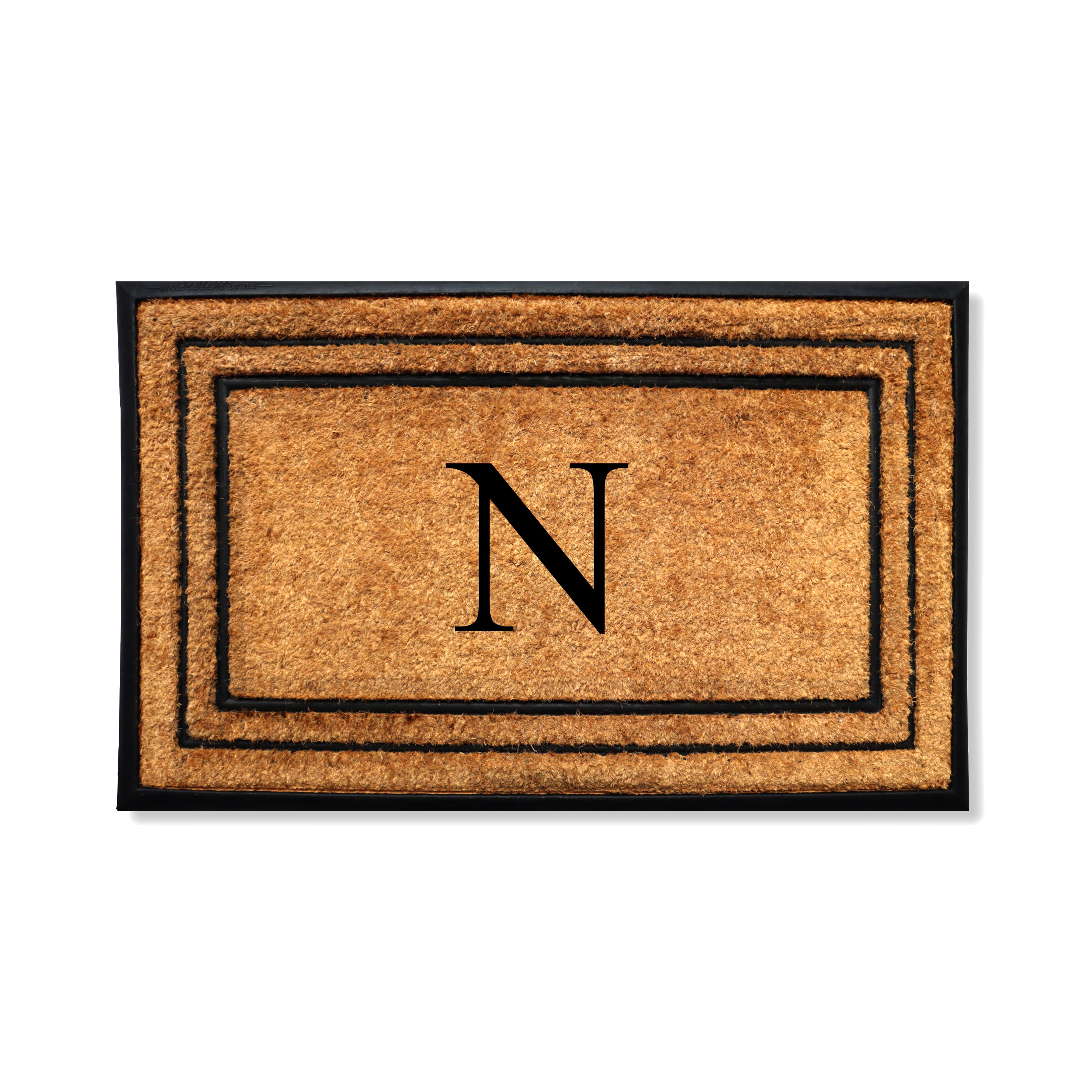 A1HC Personalized Monogram Coir Door Mat 18" x 32" Custom Front Door Entryway Mat with Rubber Border Non-Slip