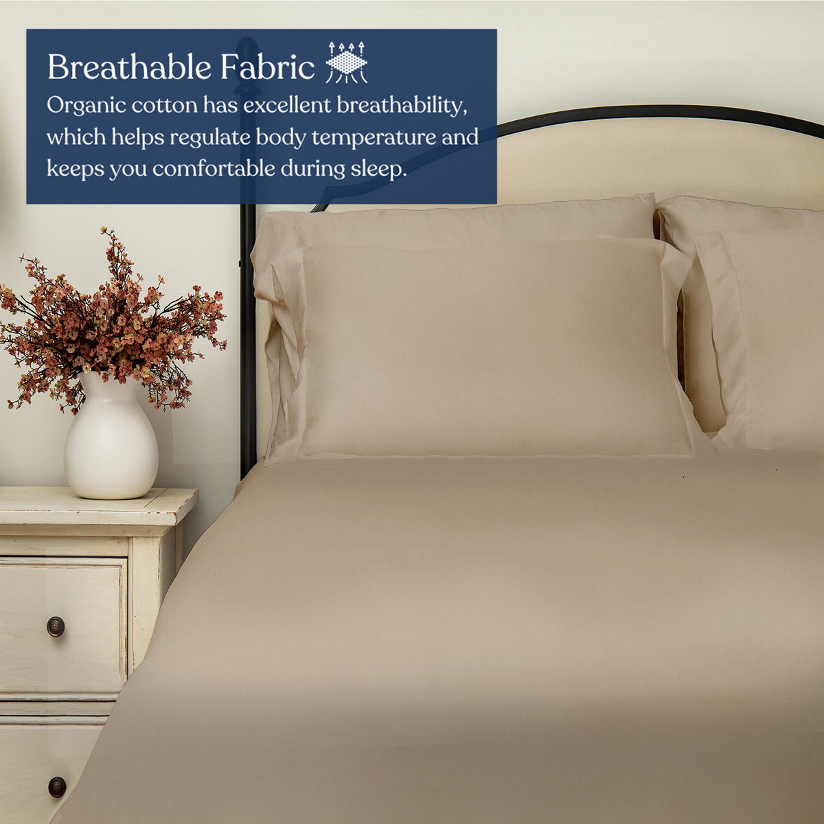 Delara GOTS Certified 100% Organic Cotton Duvet Cover Set 400TC, Moisture-Wicking, Smooth & Breathable Duvet for Hot Sleepers