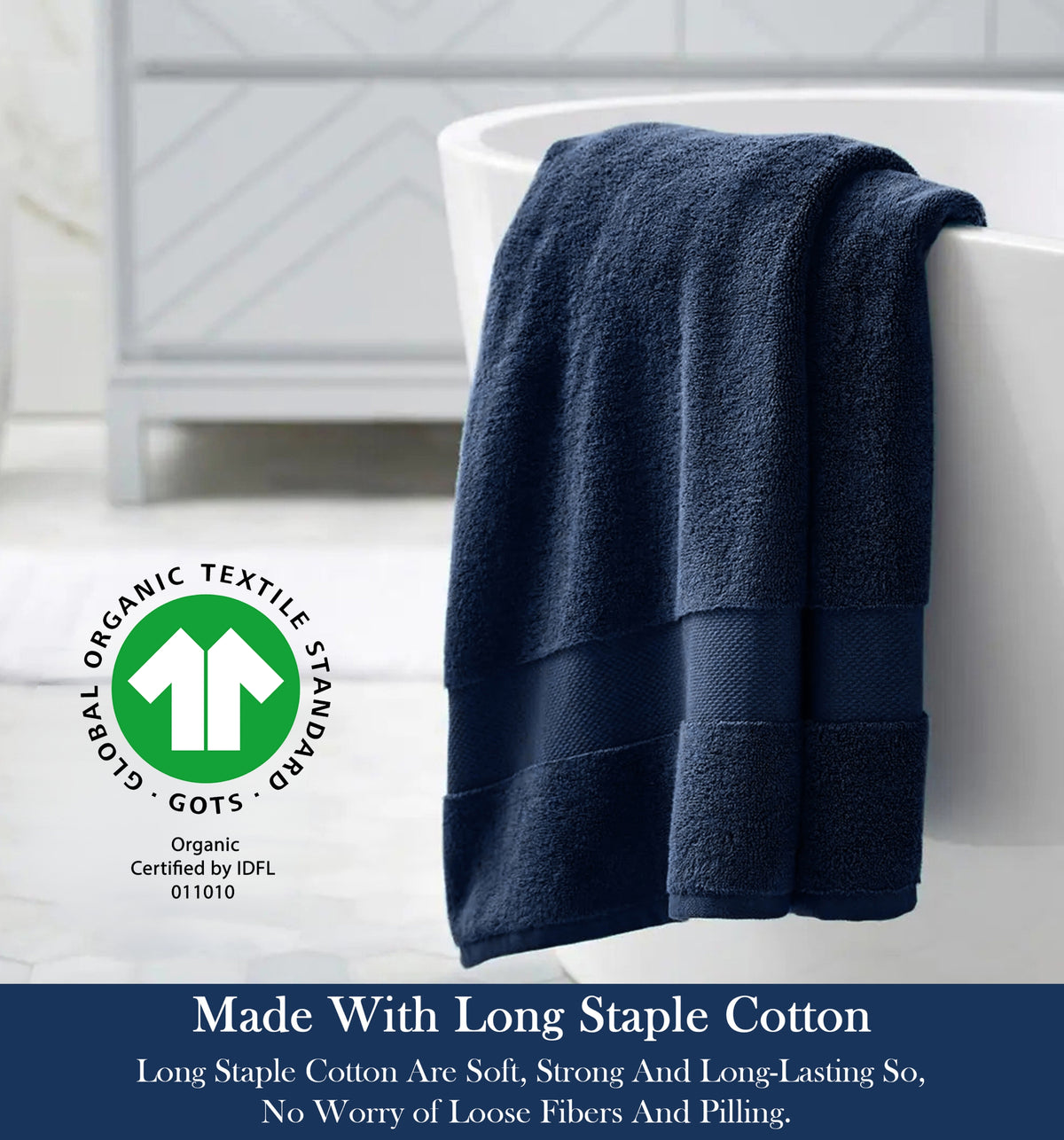 Delara Organic Cotton Luxuriously Plush Bath Sheet, GOTS & Oeko-TEX Certified, Soft, Quick Dry & Ultra-Absorbent 36"x70"