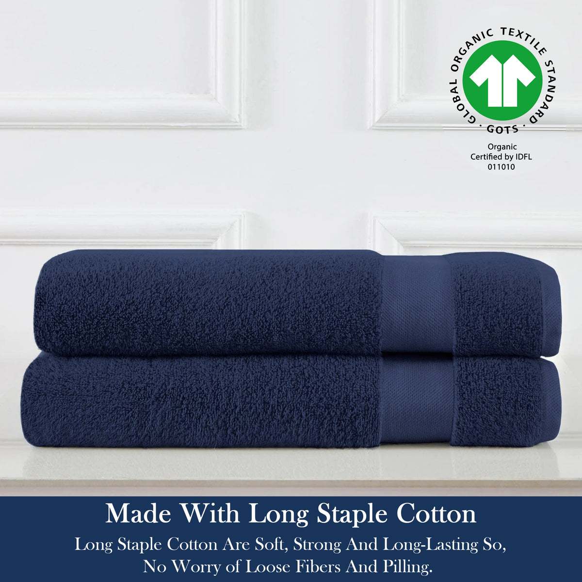 Delara 100% Organic Cotton Soft, Quick Dry & Ultra-Absorbent Hand Towel (Pack of 2)