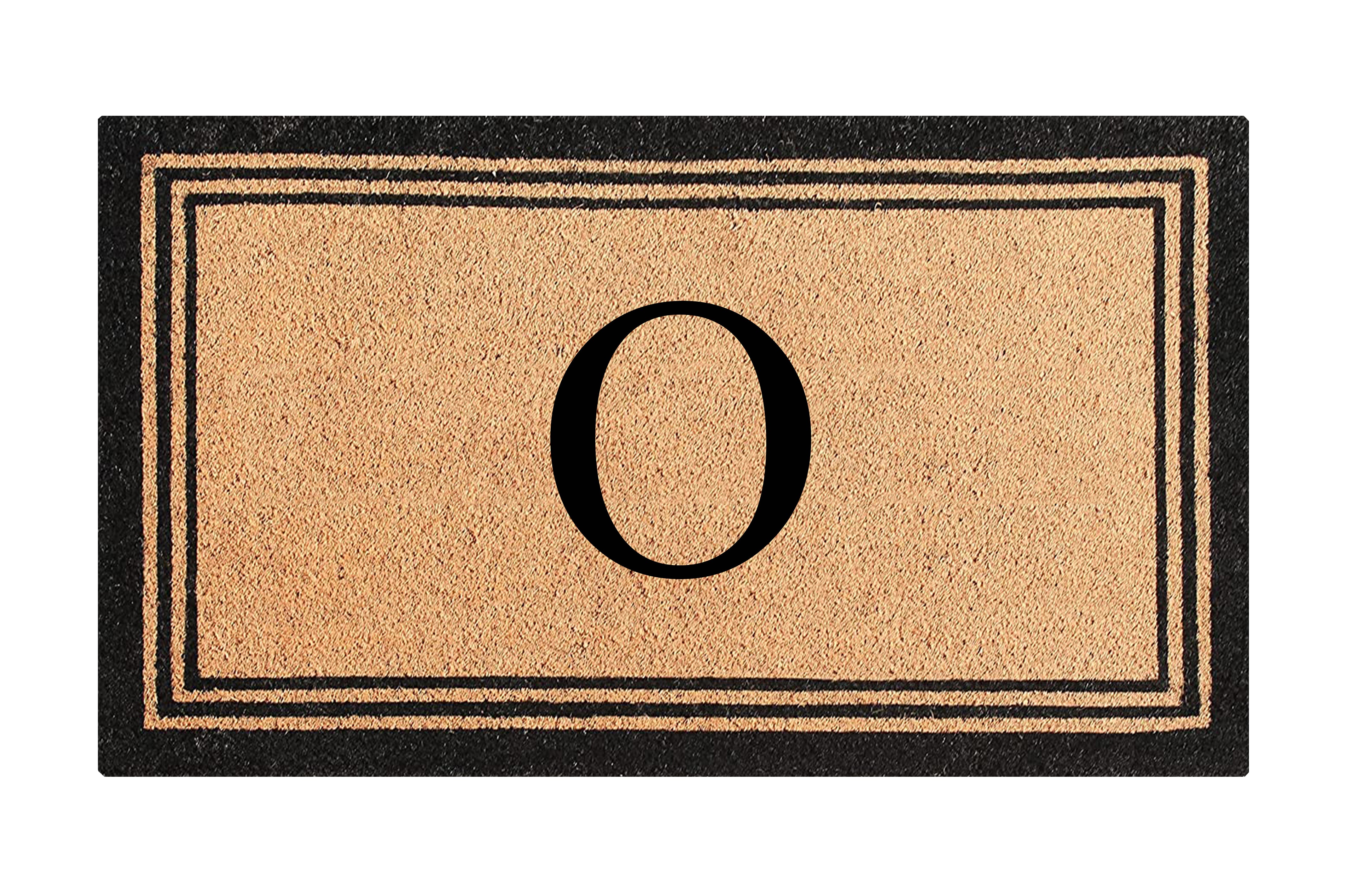 A1HC Natural Coir and PVC Backing Classic Border Monogrammed Door Mat, Anti-Shed Entry Doormat