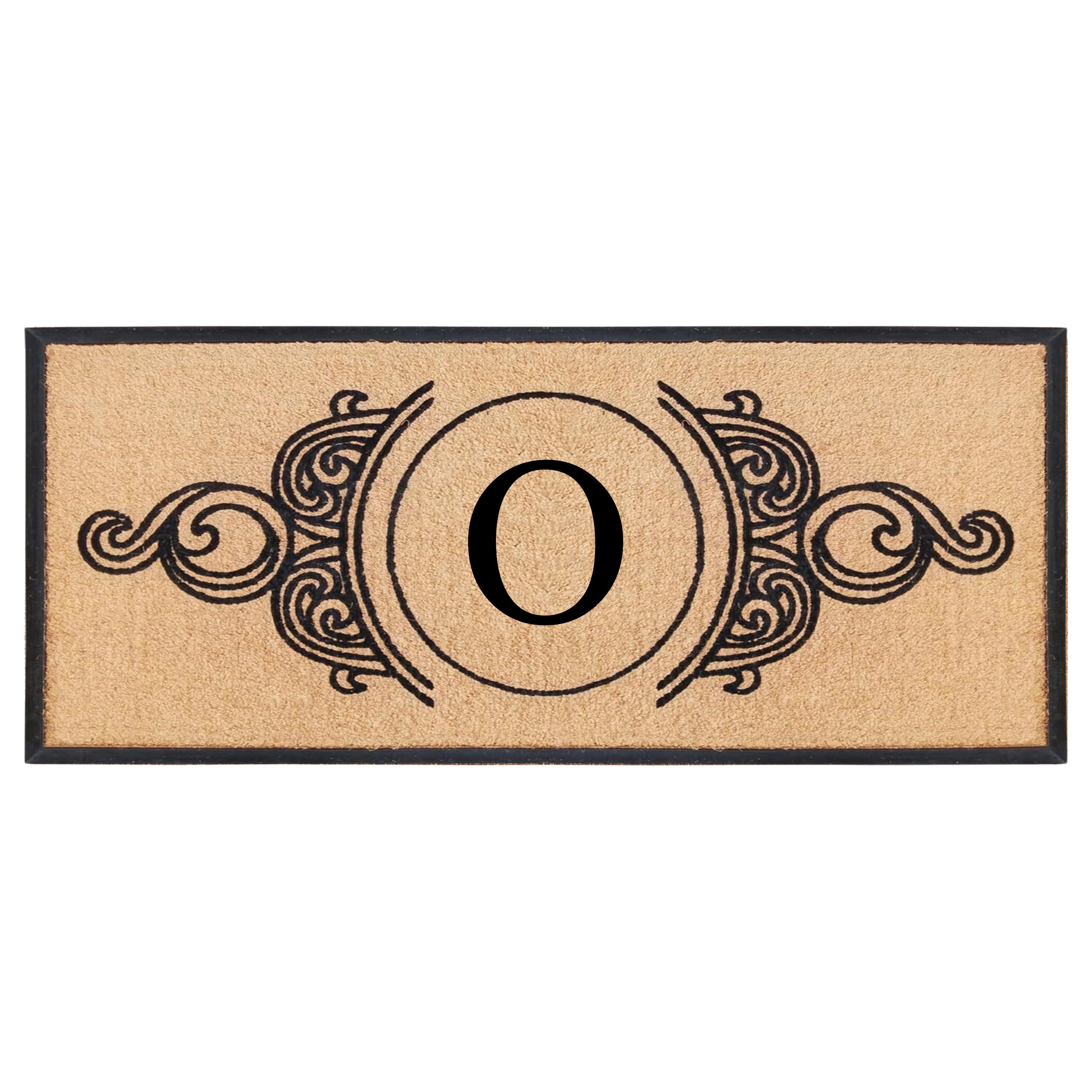 A1HC Personalized Monogram Coir Doormat with Decorative Scroll Design, Custom Front Door Mat, Rubber Border Entry Mat, 30" x 60"