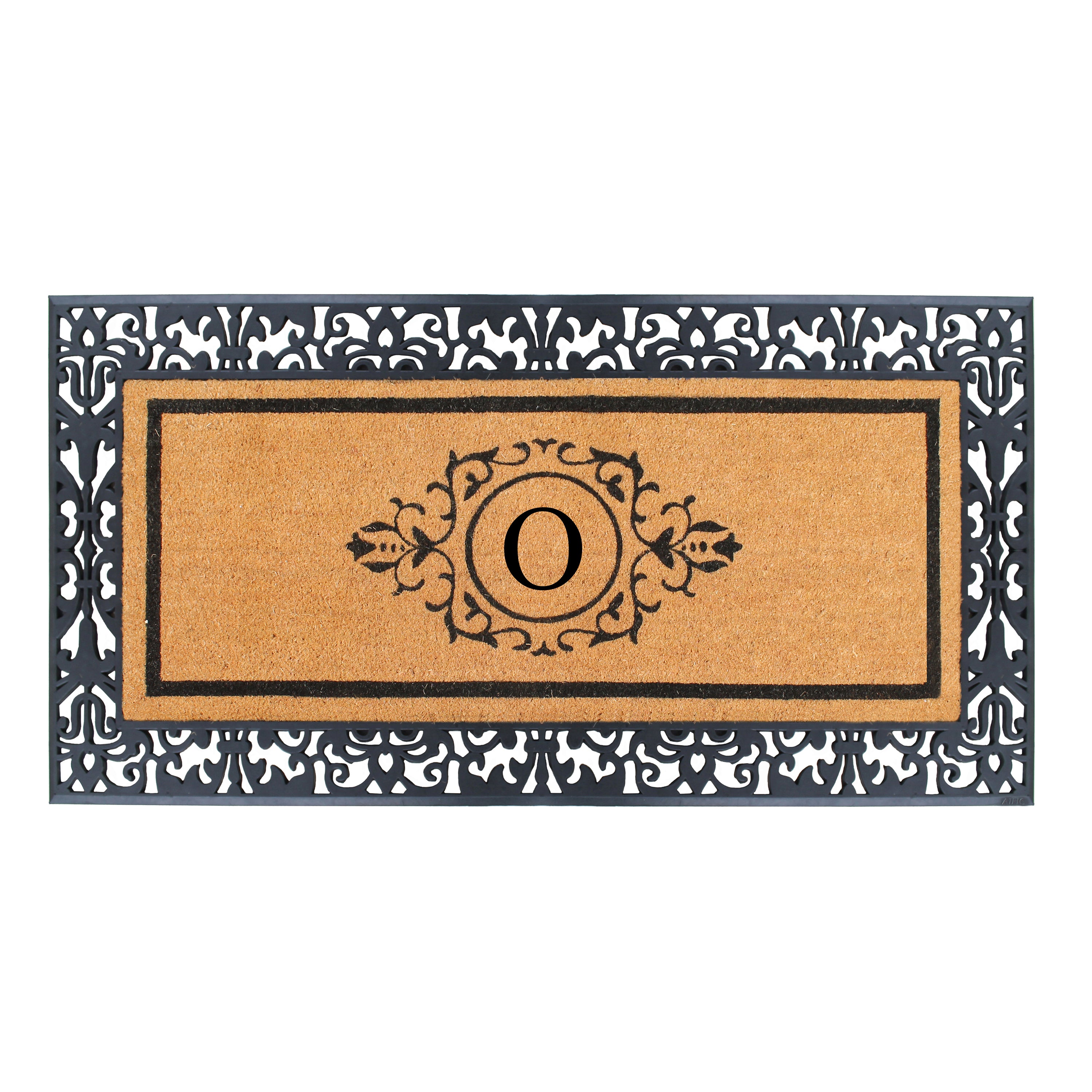 A1HC Personalized Monogram Coir Doormat with Decorative Rubber Border, Custom Front Door Mat for Outdoor Entryways 30" x 60"