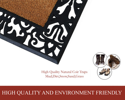 A1HC Natural Coir Monogrammed Outdoor Entrance Door Mat 30X60, Anti-Shed Treated Durable Doormat